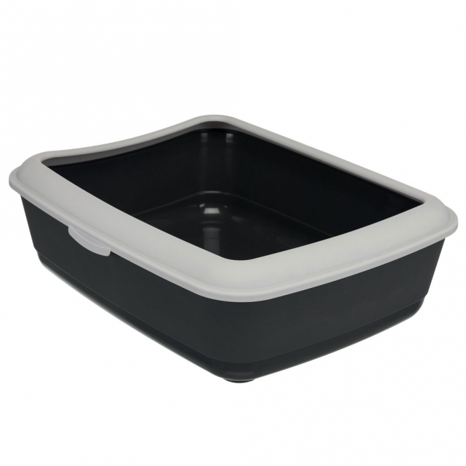 Trixie Katzentoilette Classic mit Rand - Hellgrau/Dunkelgrau
