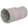 Trixie Spieltunnel aus Fleece - hellgrau/rosa